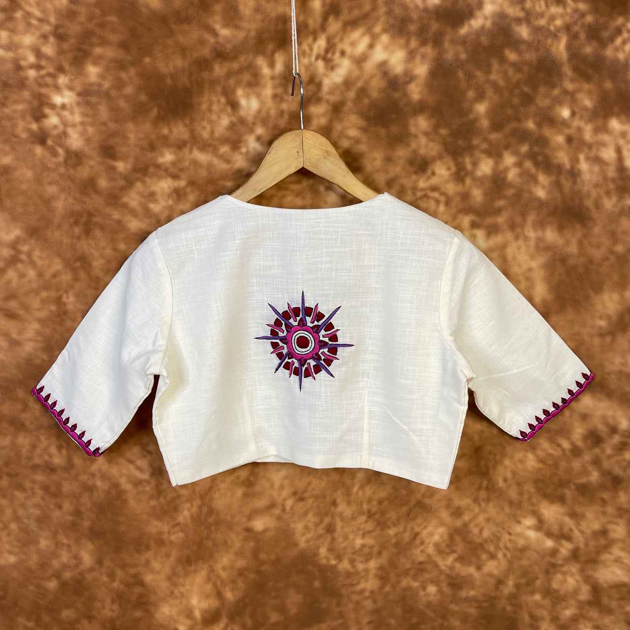 Jumaani Jashn Off White Coloured Slub Cotton Ready to Wear Blouse - kapda Tailor - Distacart