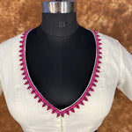 Thumbnail for Jumaani Jashn Off White Coloured Slub Cotton Ready to Wear Blouse - kapda Tailor - Distacart