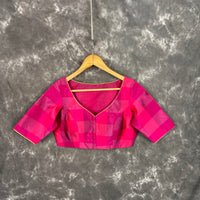Thumbnail for Piped Pleasure Rani Pink Coloured Silk Ready to Wear Blouse - kapda Tailor - Distacart