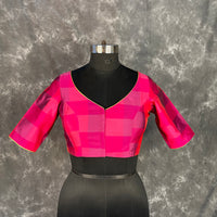 Thumbnail for Piped Pleasure Rani Pink Coloured Silk Ready to Wear Blouse - kapda Tailor - Distacart