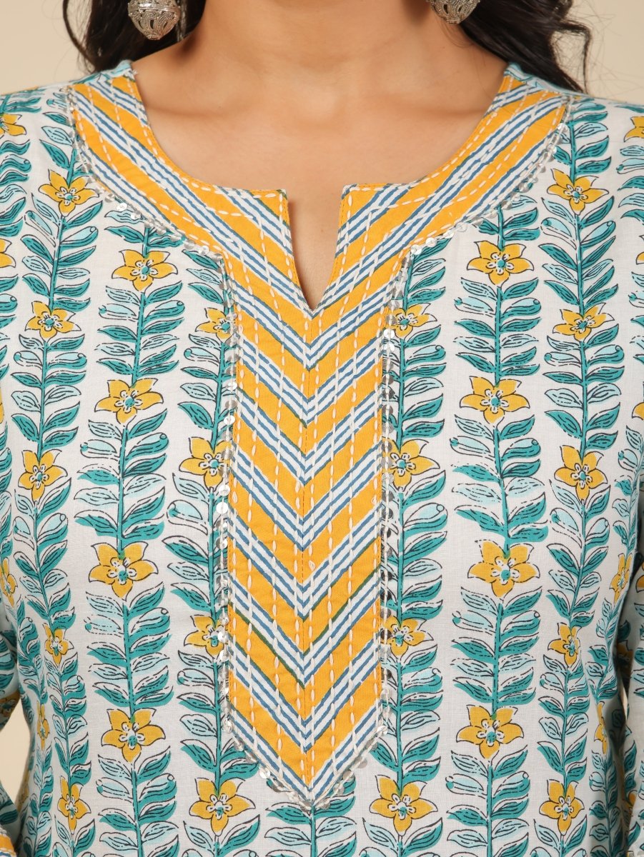 Aramya Straight Soft Cotton Floral Print Women's Kurta - White - Distacart