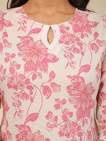 Thumbnail for Aramya Straight Soft Cotton Floral Print Women's Kurta - White - Distacart