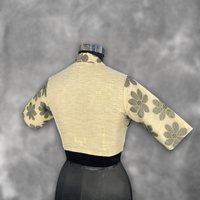 Thumbnail for Baadal Ki Chaoon Beige Coloured Cota Cotton/Jute Cotton Ready to Wear Blouse - kapda Tailor - Distacart