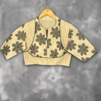 Thumbnail for Baadal Ki Chaoon Beige Coloured Cota Cotton/Jute Cotton Ready to Wear Blouse - kapda Tailor - Distacart