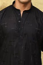 Thumbnail for Bluesaanchi Men's Cotton Zari Embroidered Kurta Set - Black - Distacart