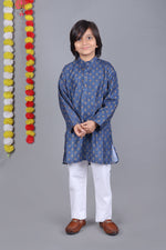 Thumbnail for Bluesaanchi Blue Printed Kurta Set – Elegant & Classic for Your Little One - Distacart