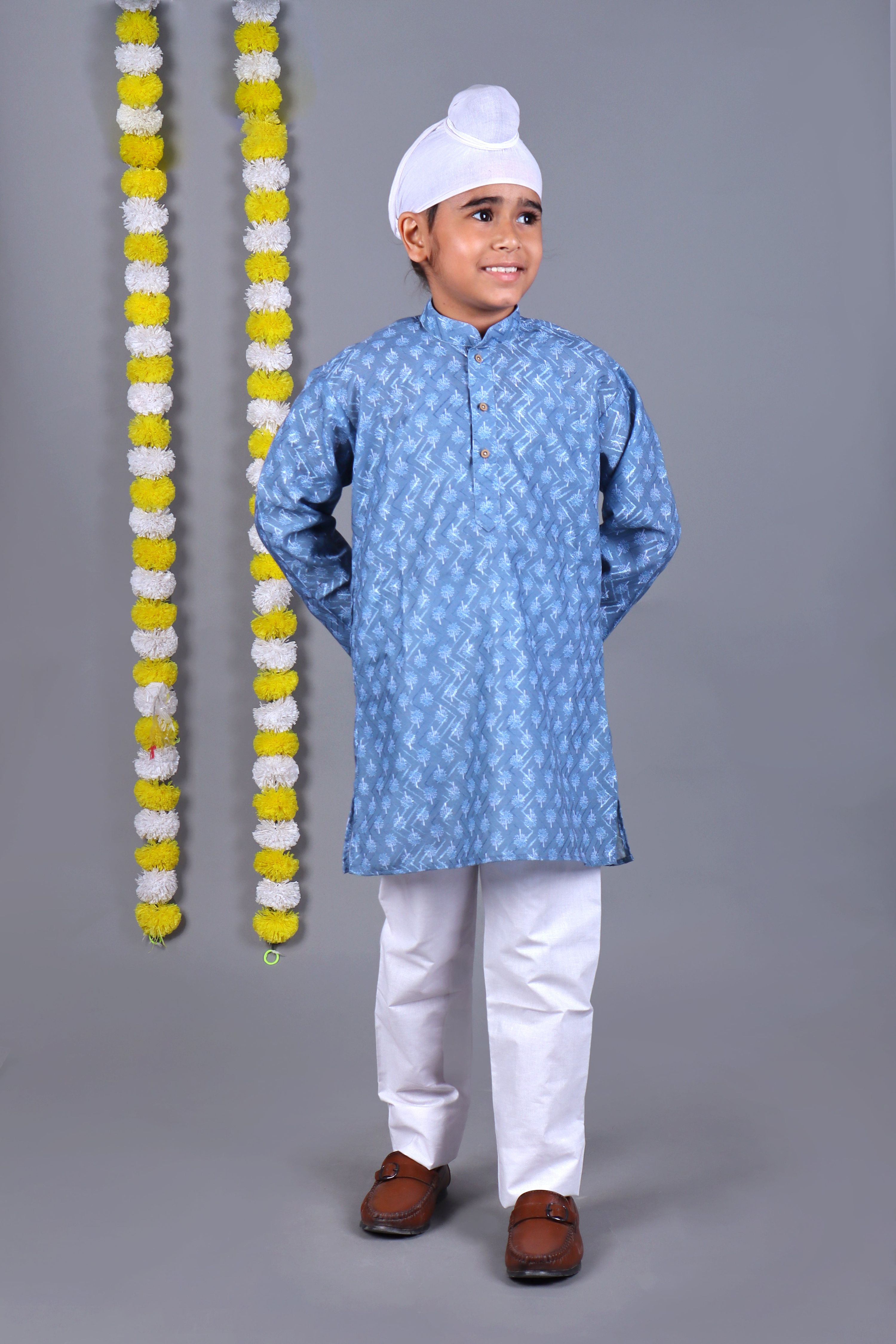 Bluesaanchi Sky Blue Printed Kurta Set – Elegant & Classic for Your Little One - Distacart