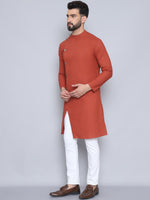Thumbnail for Even Apparels Men's Pure Cotton Rust Sherwani Kurta - Distacart