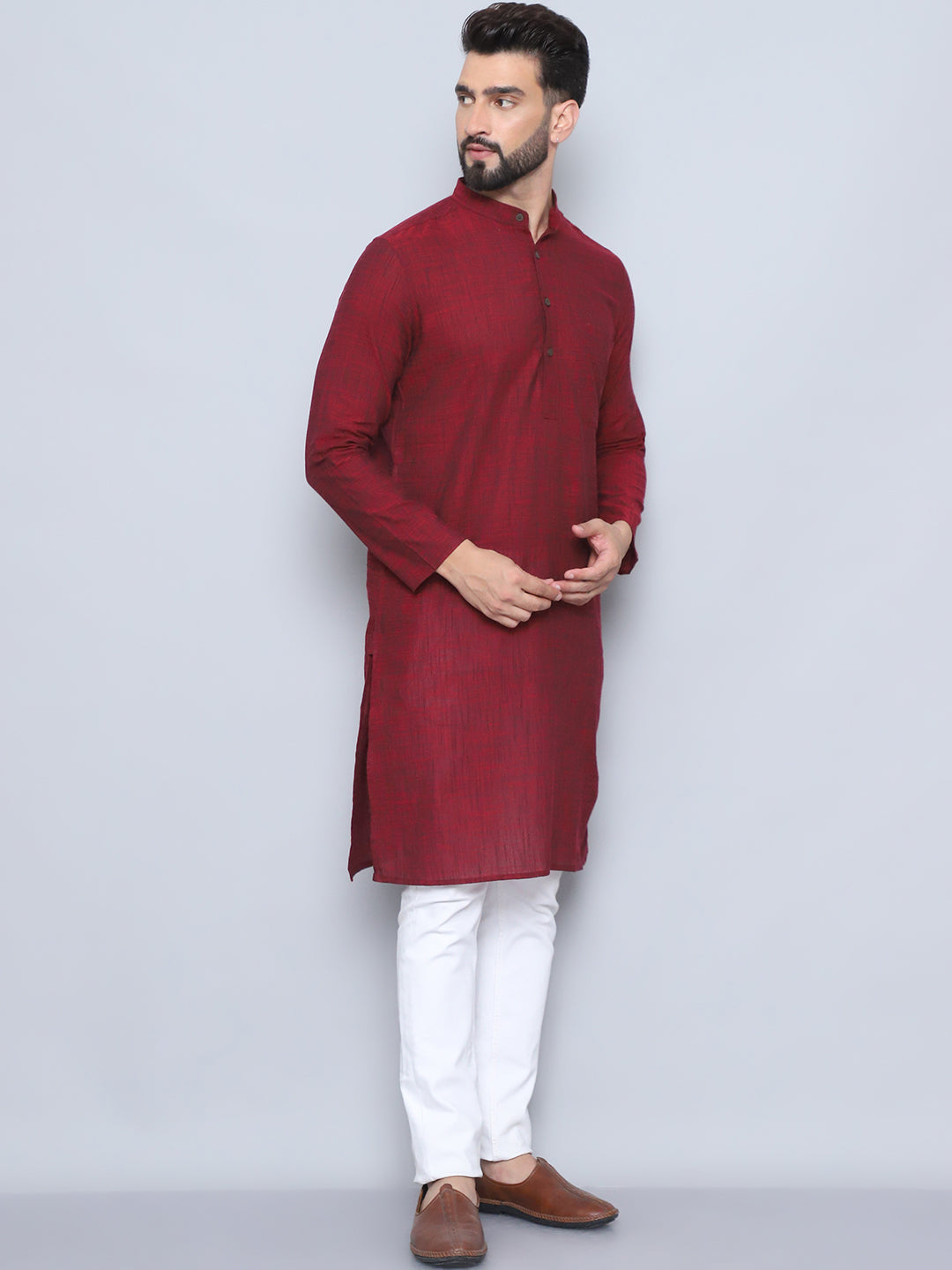 Even Apparels Men's Pure Cotton Maroon Kurta - Distacart