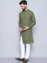 Thumbnail for Even Apparels Men's Pure Cotton Green Sherwani Kurta