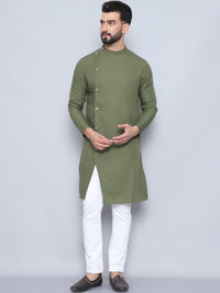 Thumbnail for Even Apparels Men's Pure Cotton Green Sherwani Kurta