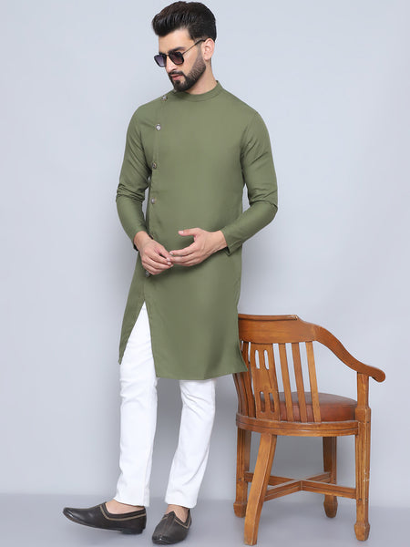 Even Apparels Men's Pure Cotton Green Sherwani Kurta
