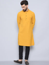 Thumbnail for Even Apparels Men's Self Design Yellow Kurta