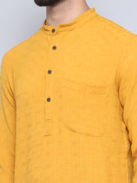 Thumbnail for Even Apparels Men's Self Design Yellow Kurta
