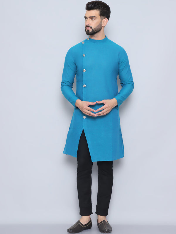 Even Apparels Men's Pure Cotton Blue Sherwani Kurta - Distacart