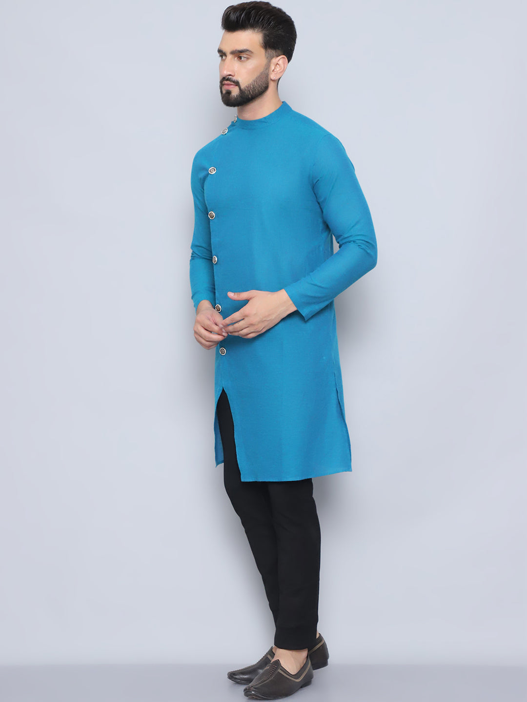 Even Apparels Men's Pure Cotton Blue Sherwani Kurta - Distacart