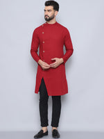 Thumbnail for Even Apparels Men's Pure Cotton Maroon Sherwani Kurta - Distacart