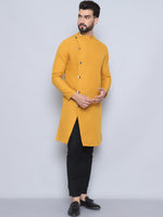 Thumbnail for Even Apparels Men's Pure Cotton Yellow Sherwani Kurta - Distacart