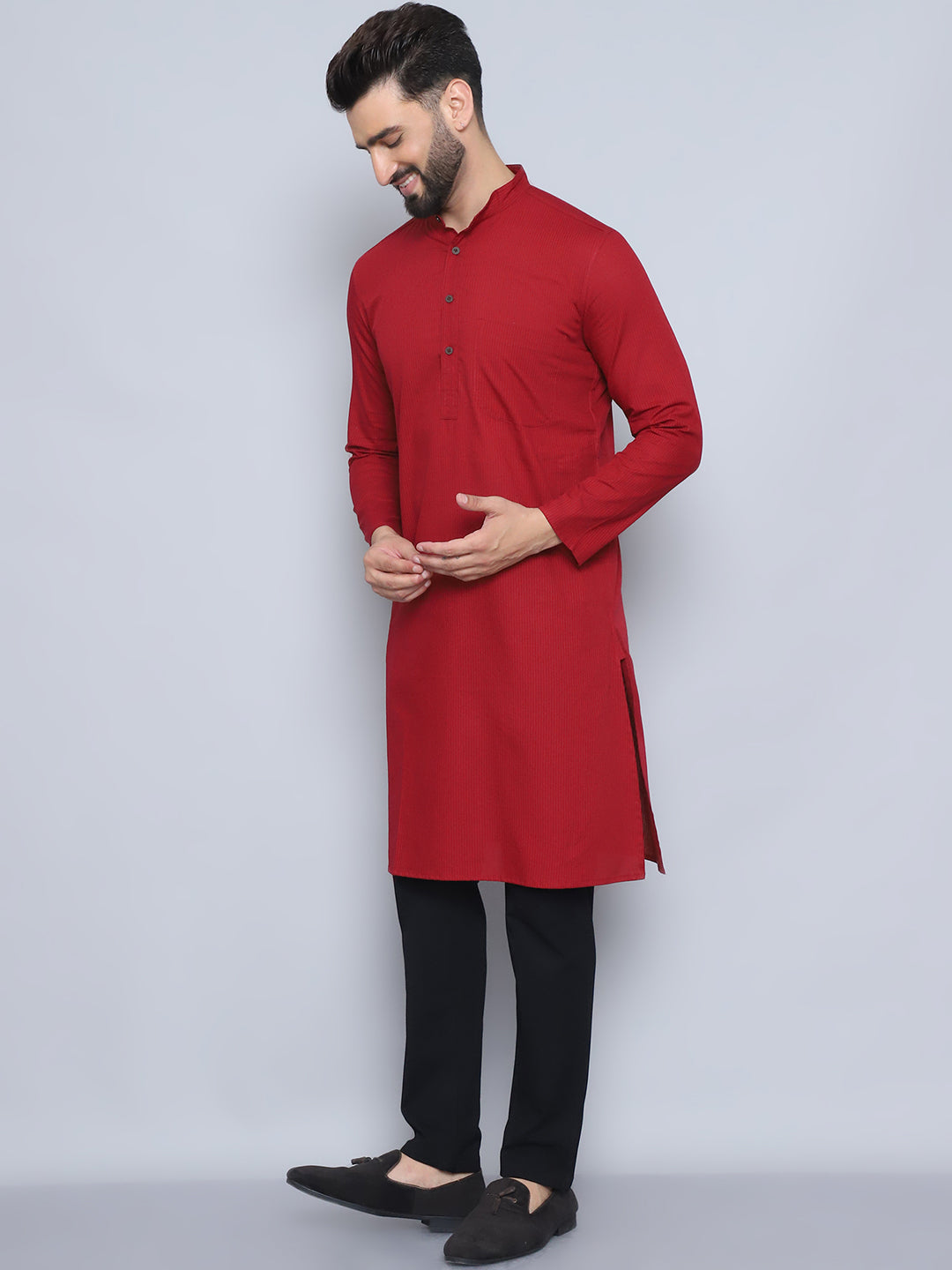 Even Apparels Men's Pure Cotton Maroon Kurta - Distacart