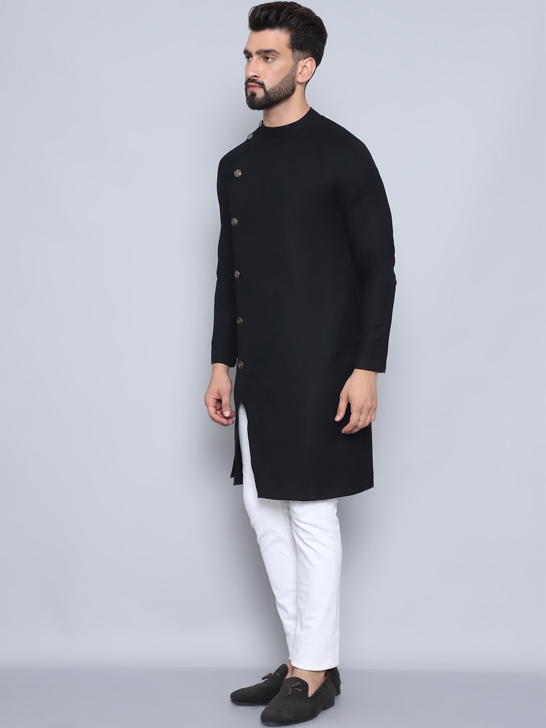 Even Apparels Men's Pure Cotton Black Sherwani Kurta - Distacart