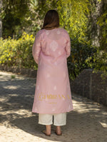 Thumbnail for Gharana India Sahiba Chikankari Light Pink Cotton Kurta With Bakhiya Work
