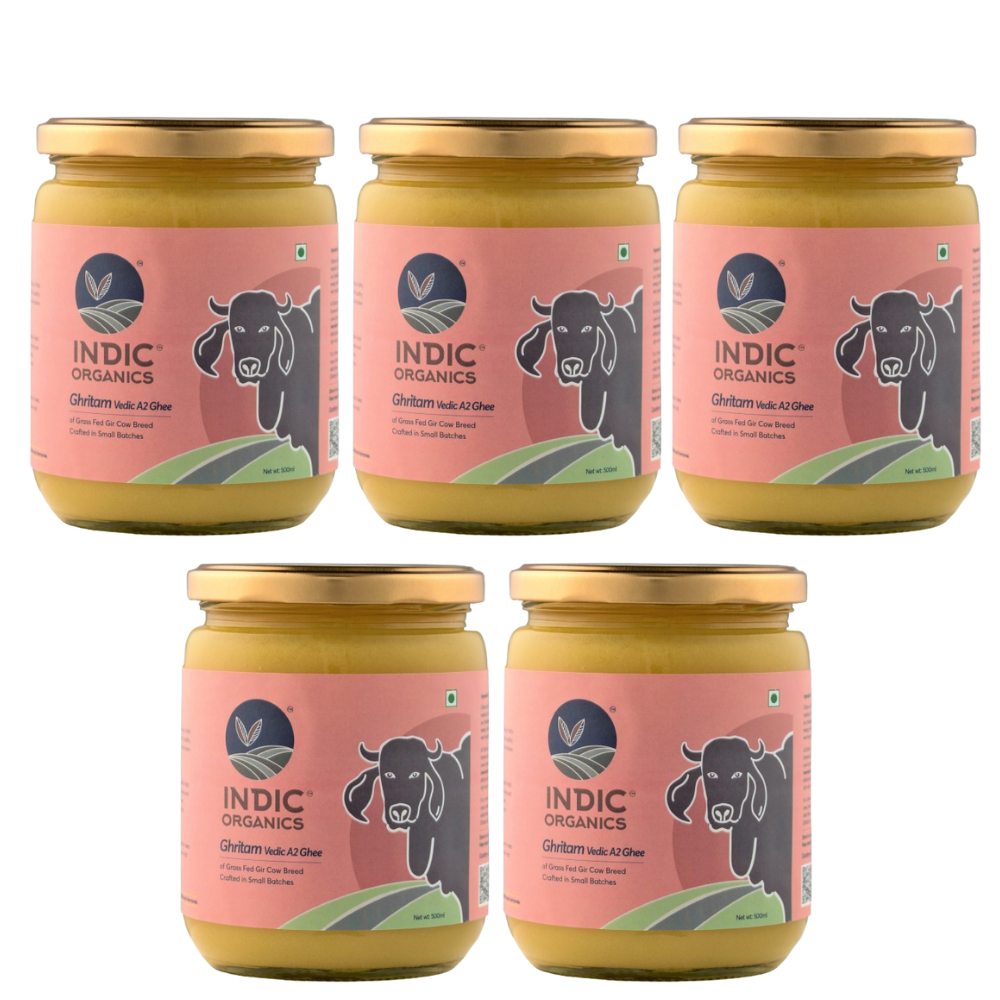 Indic Organics Gir Cow's A2 Ghee | Desi Gir Cow Ghee | Premium and Organic Desi Ghee - Distacart