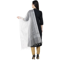 Thumbnail for A R SILK Silver Leheriya Fancy Dupatta White Color Dupatta or Chunni