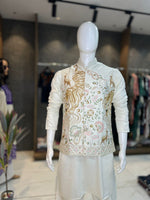 Thumbnail for SDF Ready to Wear Creamy White Kurta Koti Pyjama set