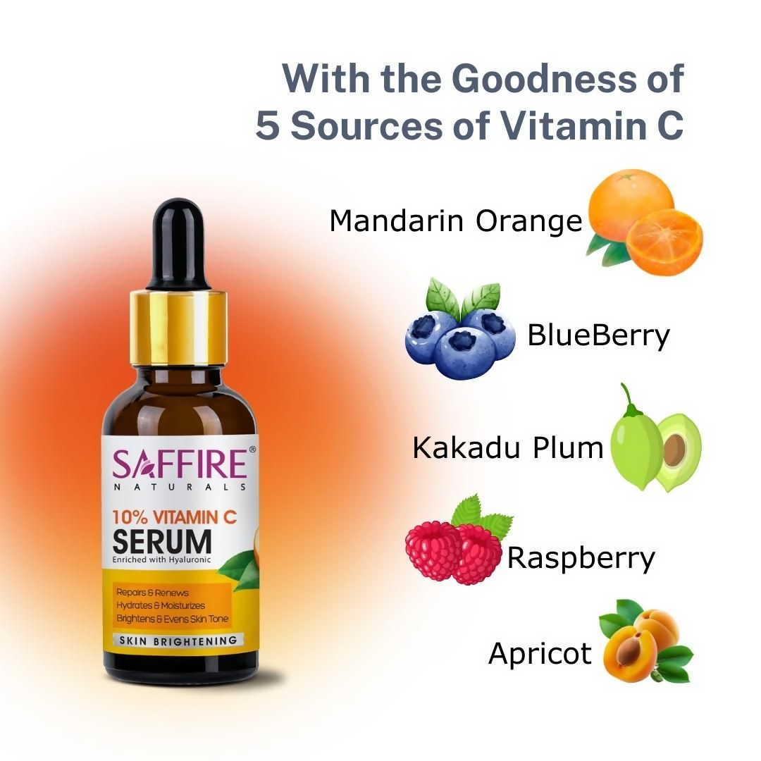 Saffire Naturals 10% Vitamin C Serum Enriched With Hyaluronic - Distacart