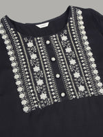 Thumbnail for Sztori Floral Embroidered Yoke Design Sequined Straight Kurta - Distacart