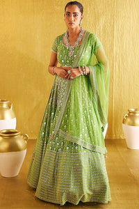 Thumbnail for Aastha Fashion Women's Green Banglori Silk Sequence With Thread And Jari Embroidery Work Lehenga Choli