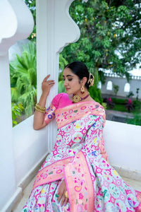 Thumbnail for Aastha Fashion Aqua Blue Woven Paithani Silk Saree with Blouse - Distacart