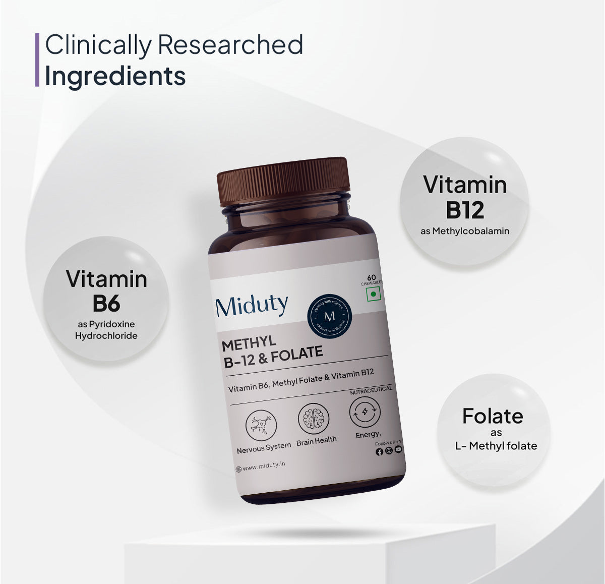 Miduty by Palak Notes Methyl B-12 & Folate Chewable Tablets - Distacart
