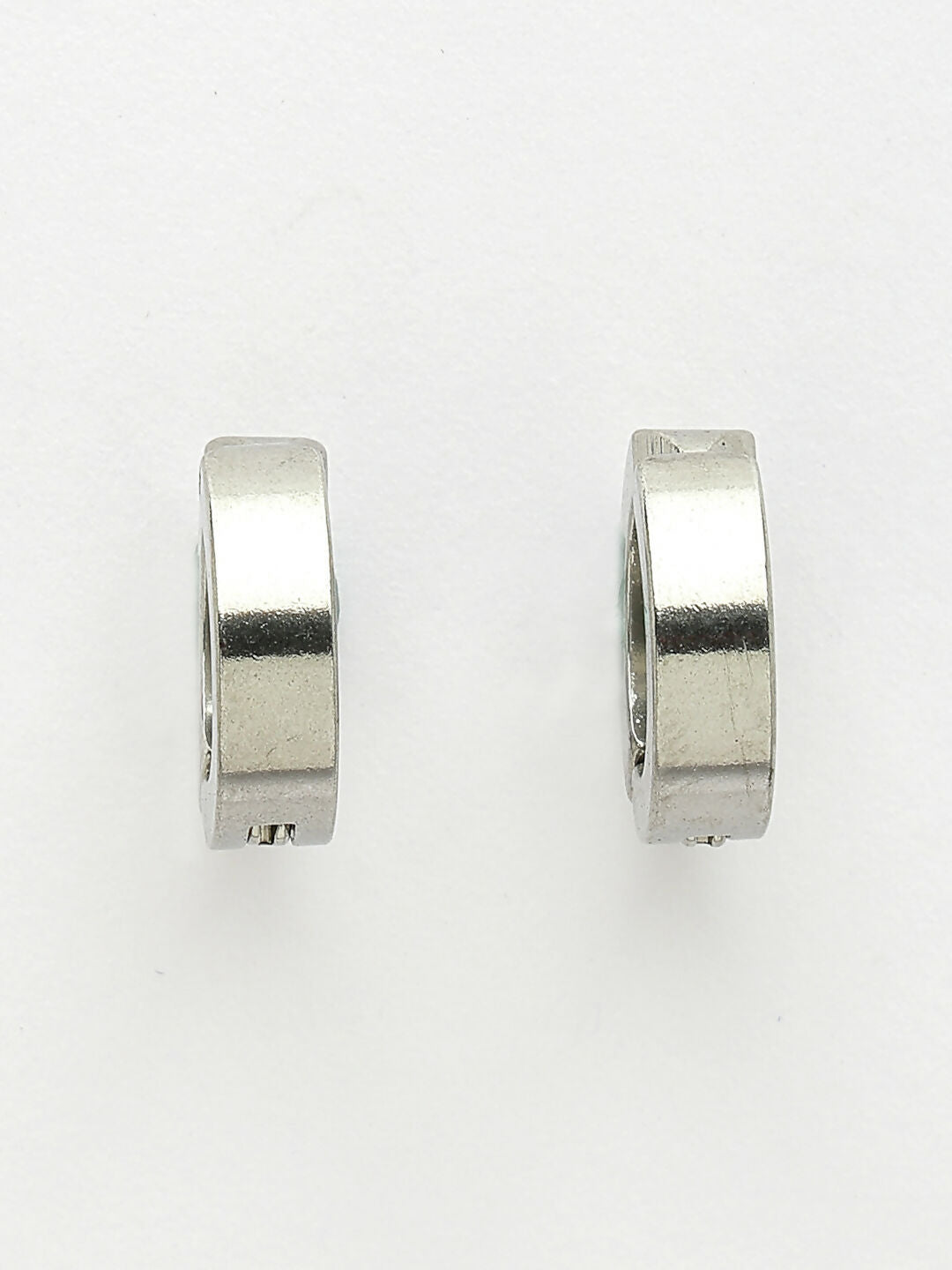 NVR Men's Silver-Plated Stainless Steel Hoop Earrings - Distacart