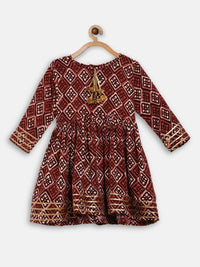 Thumbnail for Ahalyaa Maroon Rayon Printed Kurta Palazzo Sets for Kids For Girls - Distacart
