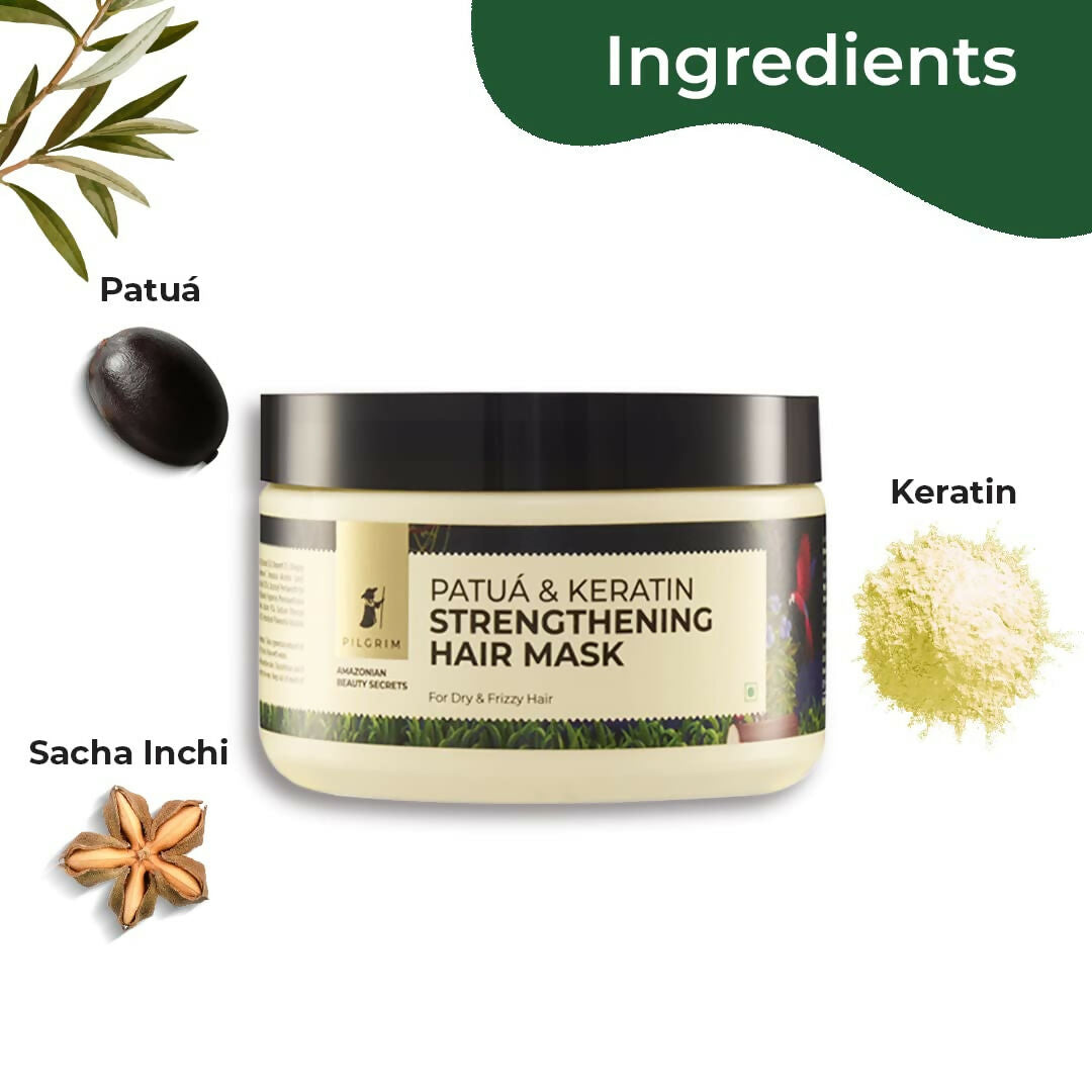 Pilgrim Amazonian Patua & Keratin Strengthening Hair Mask For Dry & Frizzy Hair With Sacha Inchi - Distacart