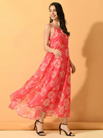 Thumbnail for Myshka Women's Pink Fit and Flare Party Dress - Distacart