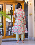 Thumbnail for Juniper Women's White Silk Blend Floral Print Kurta Set - Distacart