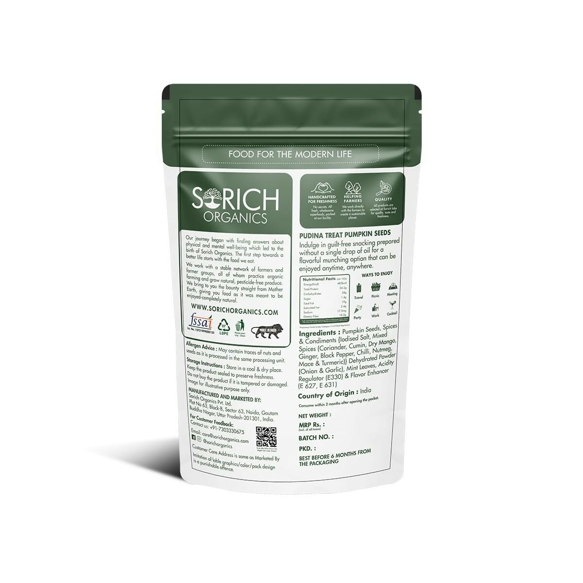 Sorich Organics Pudina Treat Pumpkin Seeds - Distacart