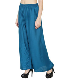 Thumbnail for Asmaani Wine Blue Color Plain Sarara Palazoo
