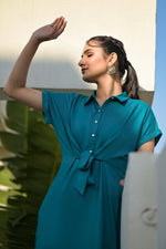 Thumbnail for Juniper Teal Viscose Rayon A-line Dress - Distacart