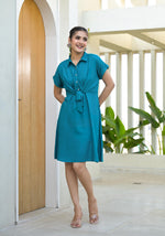 Thumbnail for Juniper Teal Viscose Rayon A-line Dress - Distacart