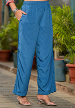 Thumbnail for Juniper Women's Blue Viscose Rayon Printed Kurta Set - Distacart