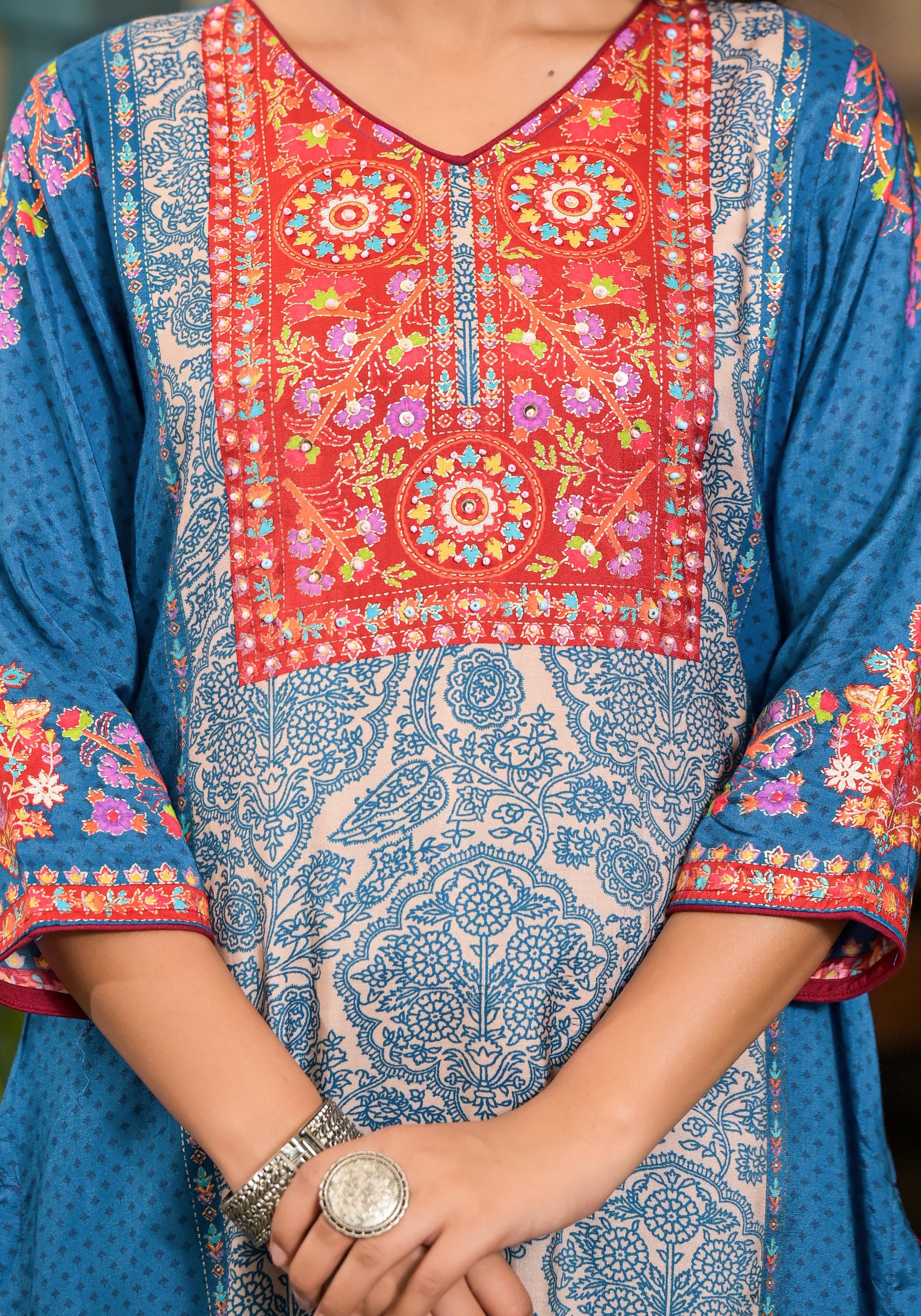 Juniper Women's Blue Viscose Rayon Printed Kurta Set - Distacart