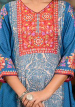 Thumbnail for Juniper Women's Blue Viscose Rayon Printed Kurta Set - Distacart