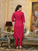 Thumbnail for Juniper Women's Women Red Printed Straight Kurta Pants & Dupatta Set - Distacart