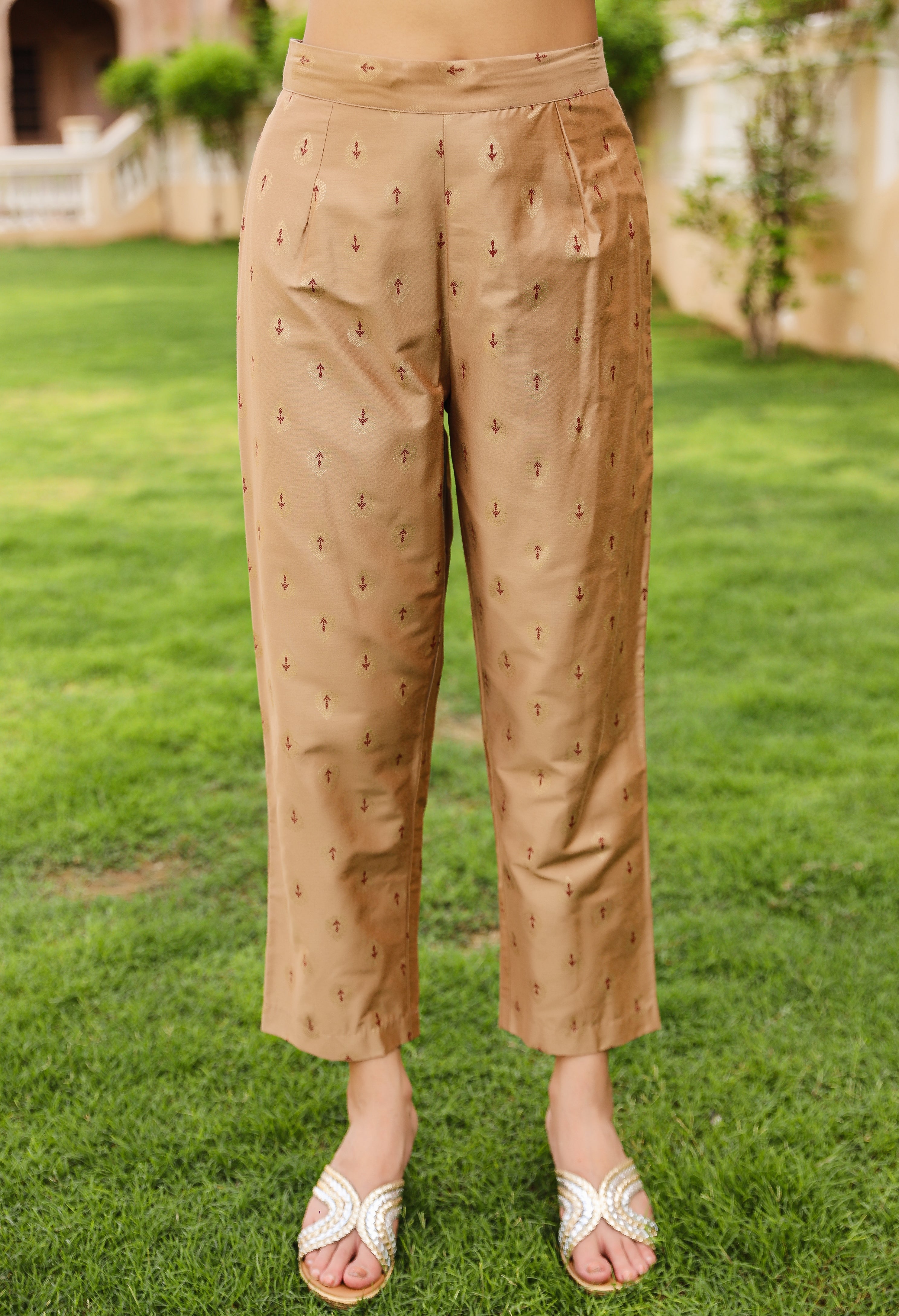 Juniper Women's Gold Cotton Blend Printed Kurta Set - Distacart