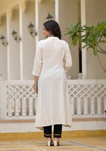 Thumbnail for Juniper Off-White Solid Kurta With Mirror Work - Distacart