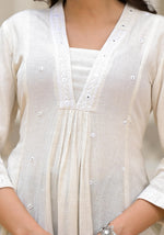 Thumbnail for Juniper Off-White Solid Kurta With Mirror Work - Distacart