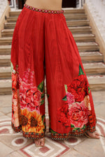 Thumbnail for Juniper The Adah Rust Floral Printed Viscose Top & Skirt Set With Sequins & Thread Work - Distacart